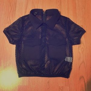 Black mesh top